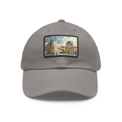 Stylish white cotton hat with Louvre Paris watercolor design.