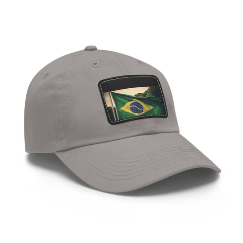 Brasilian Pride Flag Cap with Light Brown Rectangle Patch Hat.