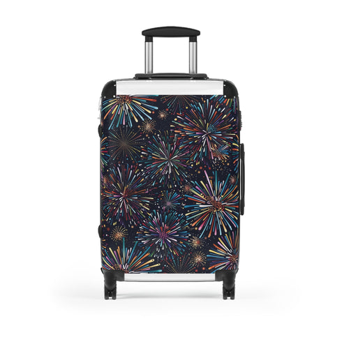 Firework Fiesta Suitcase Pattern Black Small Travel Bags Accessories.
