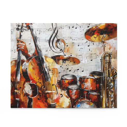 Musical Melody Jigsaw Puzzle with intricate music note and instrument designs, perfect for music enthusiasts