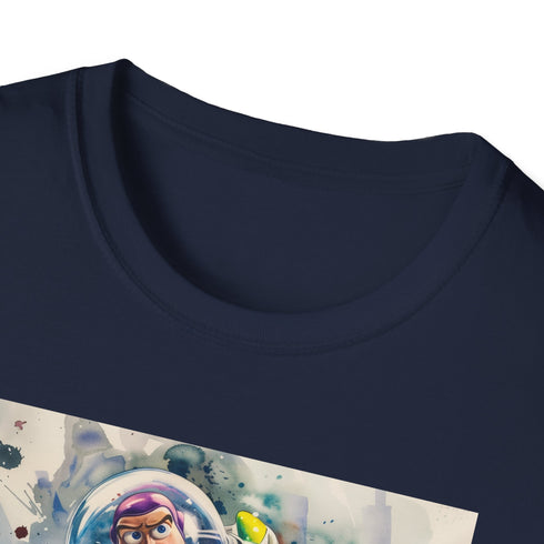 Charcoal cotton crew neck T-shirt featuring Buzz Lightyear in vibrant design