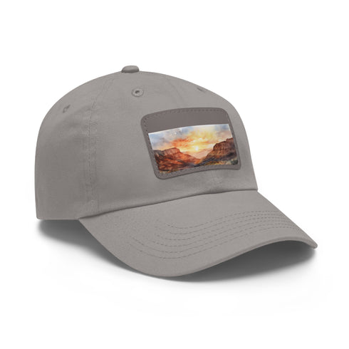 Desert Peaks Baseball Cap in White with Light Brown Patch