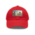 Louvre Paris Watercolor Baseball Cap in White with Light Brown Patch