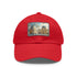 Louvre Paris Watercolor Baseball Cap in white with light brown patch.
