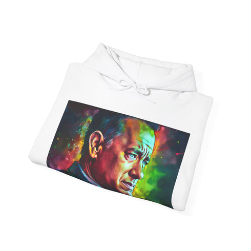Tom Hanks Neon Watercolor Hoodie, Navy, Unisex Regular Fit.
