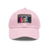 Neon watercolor Ronaldo cap, white light brown patch, rectangle shape.