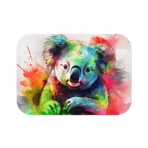 Cute koala bath mat, 24"x17", soft watercolor, perfect bathroom accent.