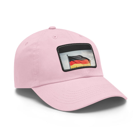 German pride flag cap with white/light brown patch, rectangle shape.