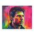 Neon Tom Cruise watercolor puzzle with vibrant colors and pop culture design.