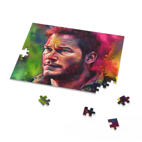 Chris Pratt neon watercolor jigsaw puzzle, 10" x 8", 120 pcs.
