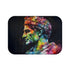 Vibrant Neon Caesar Bath Mat with watercolor portrait and electrifying hues.