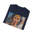 Charcoal Wonder Woman painting t-shirt with vibrant colors and cotton fabric