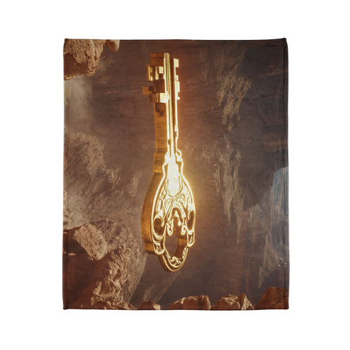 Mystic Key Floating over Canyon Altar Plush Fleece Throw Blanket