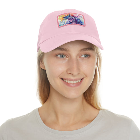 White rectangle magical unicorn watercolor baseball cap for stylish accessory lovers.
