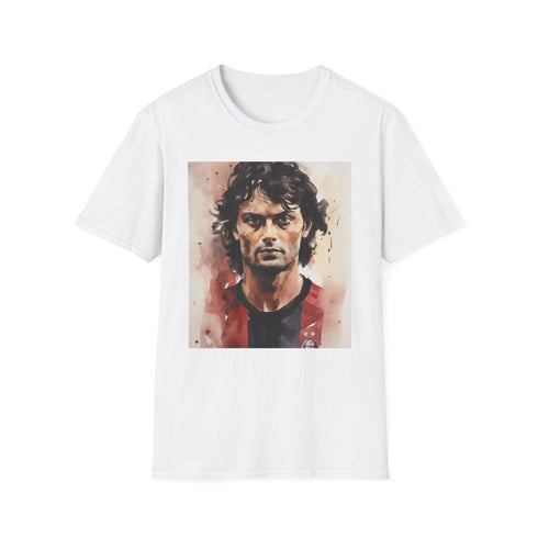 Charcoal crew neck cotton tee - Paolo Maldini watercolor design.