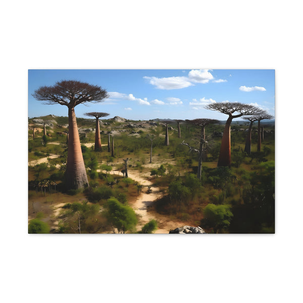 Madagascar Baobab Avenue & Tropical Wilderness — Canvas Wall Art — Front Gallery-Wrapped Canvas View