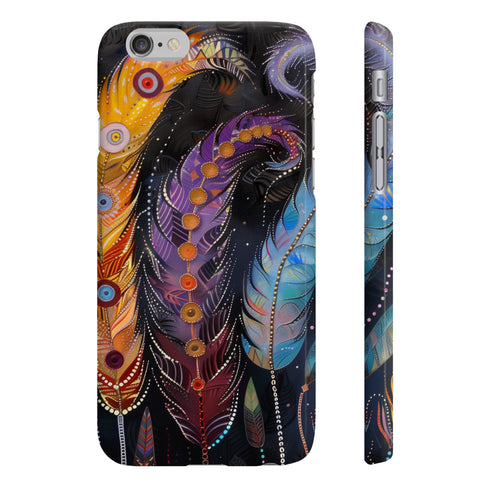 Bohemian Soul feather adorned glossy phone case for iPhone 7/8 Plus.