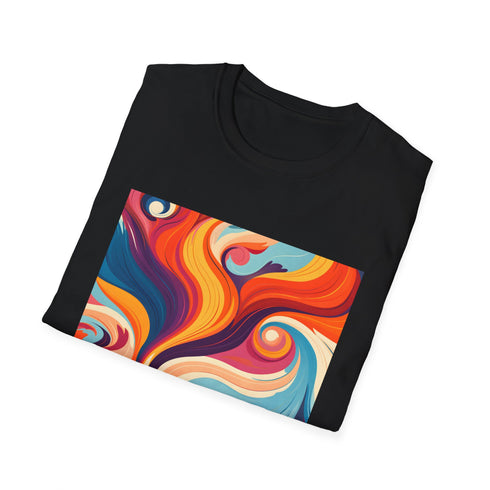 Retro vibes t-shirt in charcoal, groovy hues, DTG print.