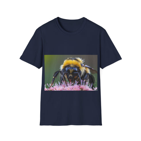 Bumblebee watercolor tee in charcoal, small size, summer nature bliss.