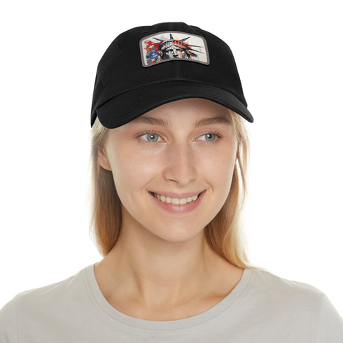 American flag baseball cap with unique line drawing splash design.