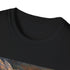 Steampunk owl design charcoal t-shirt with intricate gears and cogs.