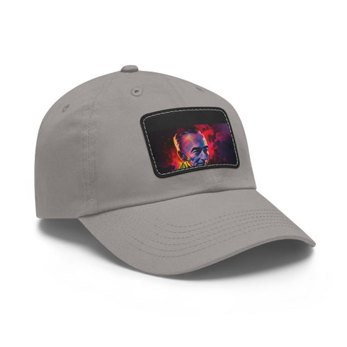 Atomic Dreams Neon Baseball Cap in White with Light Brown Rectangle Patch