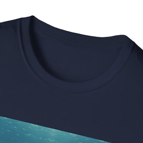 Minimalist charcoal whale t-shirt, soft cotton, serene ocean journey, regular fit.