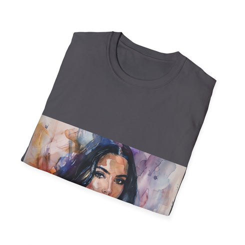 Watercolor watercolor wonderland tee in charcoal for men and women.