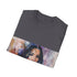 Charcoal cotton crew neck t-shirt with watercolor design for summer