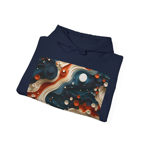 Abstract Navy Ameba Dream Hoodie, Unisex Regular Fit. From Xuliban.