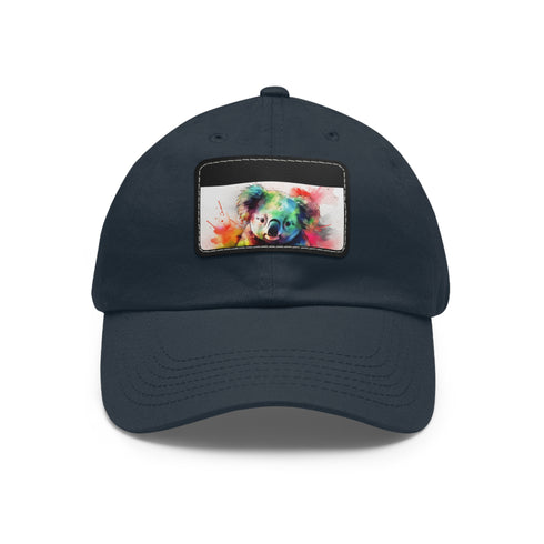Watercolor Koala Baseball Cap in White with Light Brown patch.