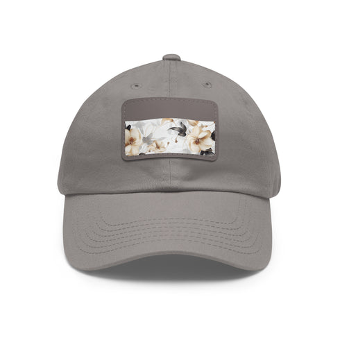 Botanical x-ray blossom cap in white with light brown patch.
