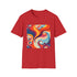 Retro Vibes Charcoal Cotton T-shirt, Regular Fit with Vibrant 70s Patterns