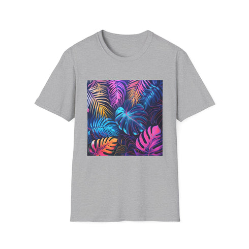 Neon Tropics Charcoal Cotton Crew Neck T-shirt Regular Fit Summer Pick