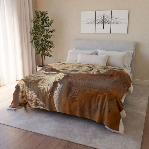 Desert Wind Forming Owl Face Plush Fleece Throw Blanket