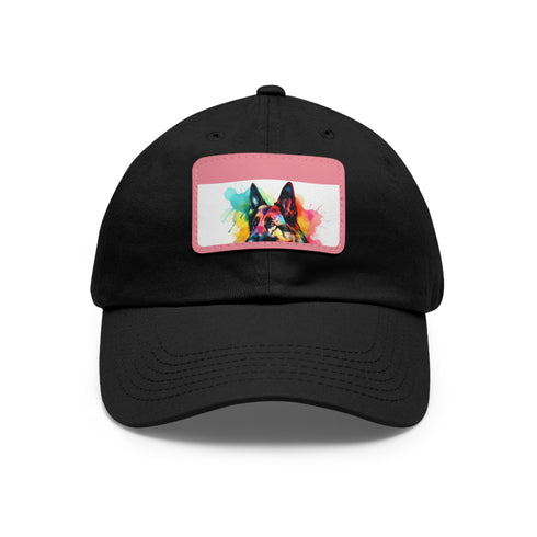 German Shepherd Pup White Baseball Cap with Light Brown Patch