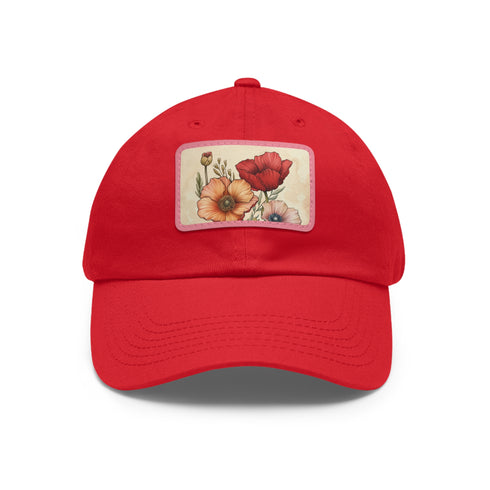 Blooming Blossoms Baseball Cap in White with Light Brown Patch