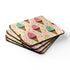 Colorful ice cream cone square corkwood coaster set for kitchen.