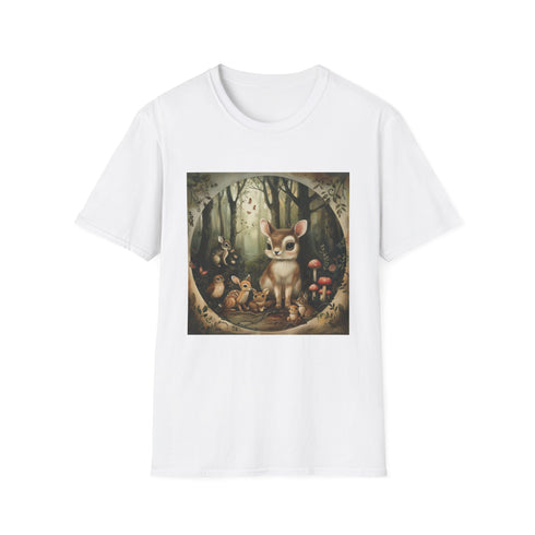 Charcoal cotton t-shirt with woodland animal print and regular fit