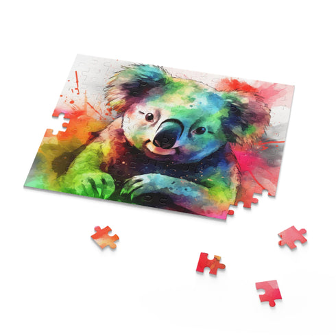 Vibrant watercolor koala jigsaw puzzle for animal and puzzle lovers.