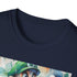 Charcoal crew neck t-shirt featuring Luigi with Poltergust in a dynamic pose