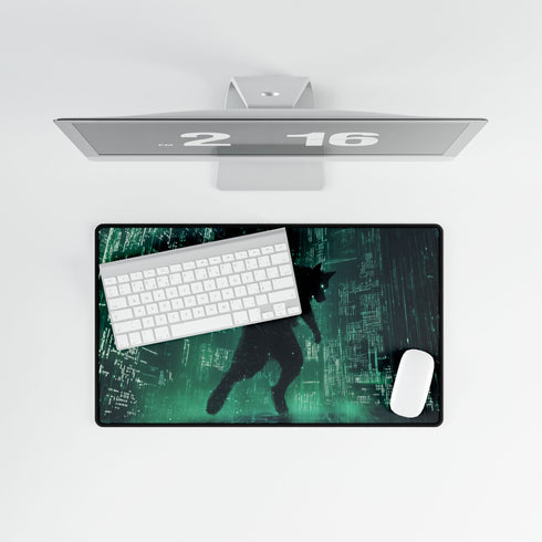 Cyberpunk Neon Wolf Matrix Rain Gaming XXL Extended Desk Mat – Prints With Passion (View 8)