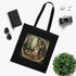 Whimsical Forest Dwellers Cotton Tote Bag in Black with Woodland Creatures