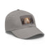 Winter forest baseball cap in white with light brown rectangle patch.