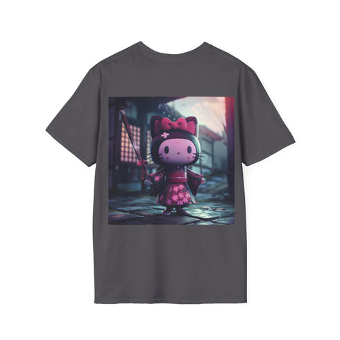 Kuromi x Hello Kitty Tee in Charcoal, available in size S.