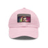Neon watercolor baseball cap with light brown patch and rectangular shape.