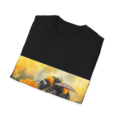 Bumblebee watercolor tee in charcoal, perfect for summer, available in size small.