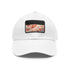 Autumn foliage inspired white baseball cap with leaf pattern.