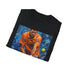 Charcoal crew neck cotton T-shirt featuring dynamic Djokovic painting in vibrant colors