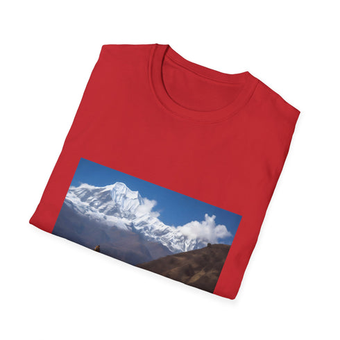 Pathways to Serenity in the Himalayas Embrace T-Shirt, Charcoal, Cotton, Regular fit